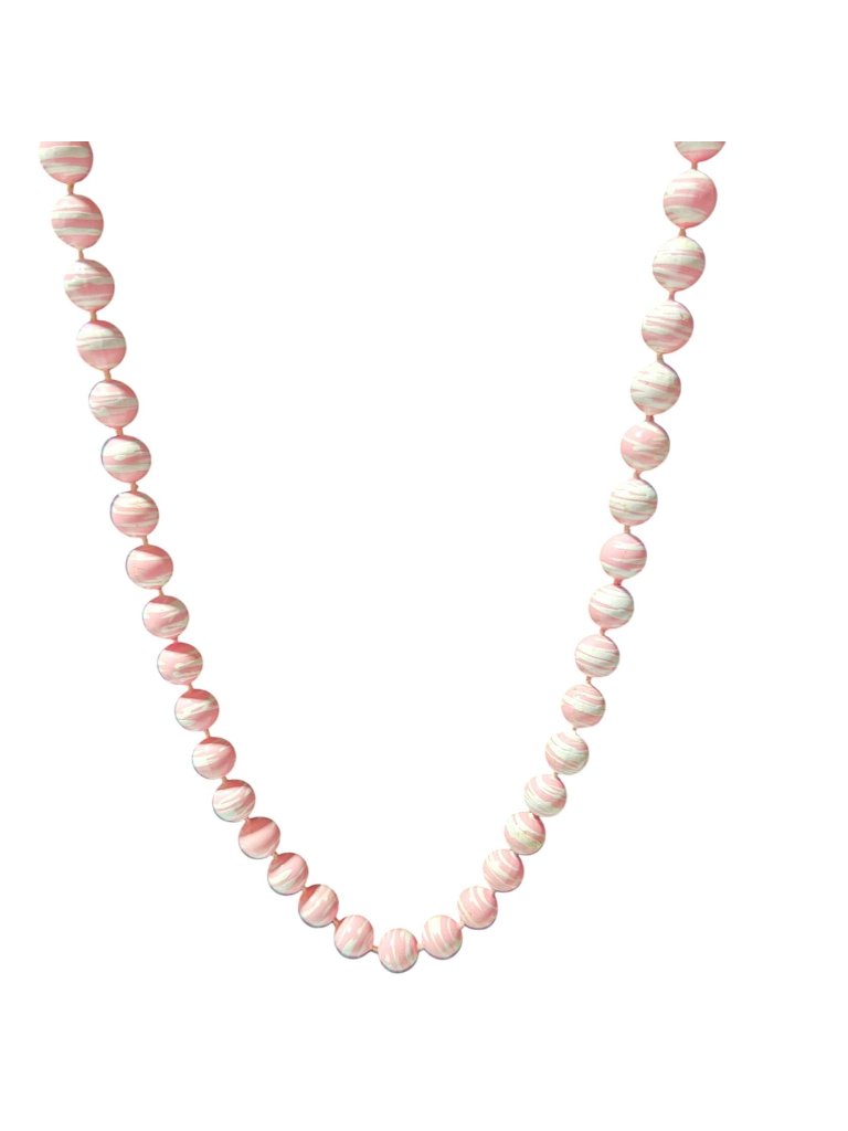Retro Pink White Swirl Beaded Necklace Elegant Classic Minimalist Jewelry Women